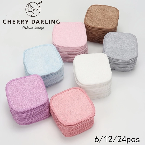 Square Makeup Remover Pads 6/12/24pcs, Machine Washable Reusable Makeup Tools, Face Washing, Cleansing, Makeup Removal, Suitable for All Skin Types