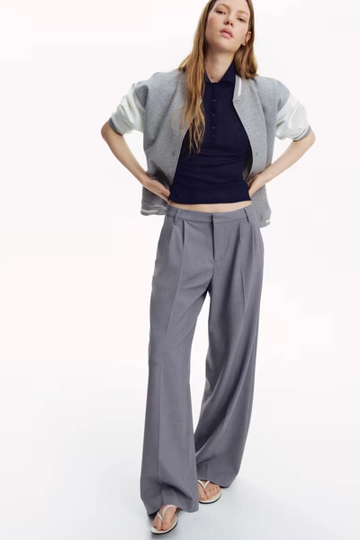 Wide-Leg Dress Pants - Gray