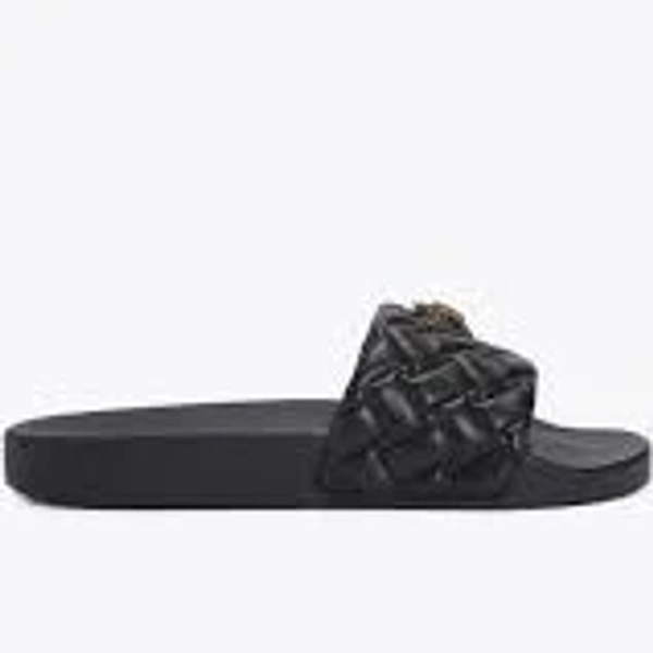 MEENA EAGLE Black Quilted Sliders by KURT GEIGER LONDON