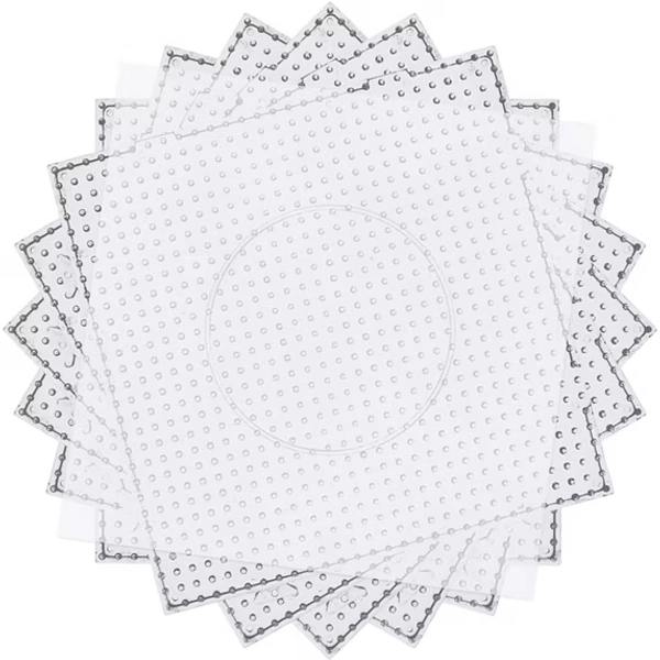 6 PCS 5mm Fuse Beads Pegboards Kits, Plastic Beads Boards with 4 PCS Ironing Paper, Large Square Clear Beads Pegboards for Kids Craft Beads, DIY Craft Beads