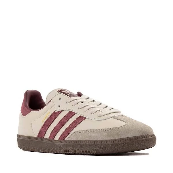 Mens adidas Samba OG Athletic Shoe - Putty Gray / Maroon / Gold Metallic / Gum - BEIGE - Size 10.5