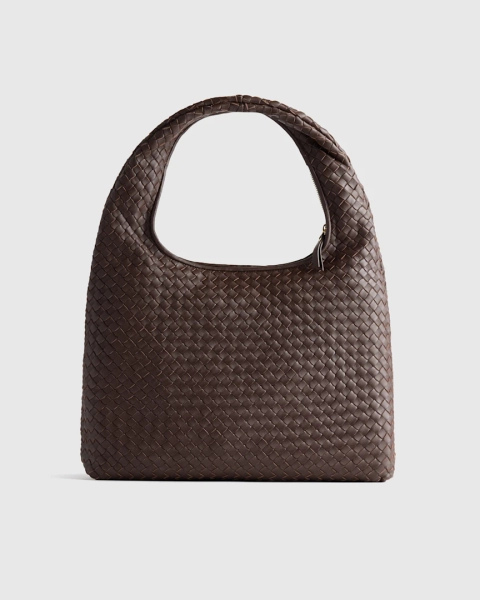 Elodie Handwoven Shoulder Bag in Espresso Brown