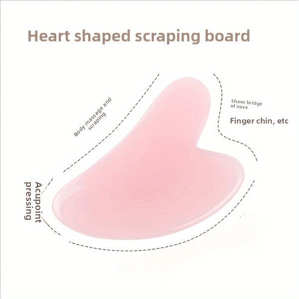 A Pink Gua Sha Tool - Heart-Shaped Facial And Body Massager, No Batteries Required, Suitable for The Face, Neck, Jawline, Chest, And Legs - a Perfect Valentine'S Day Gift, Skincare And Muscle Self-Care Accessory Made from Non-Toxic Materials