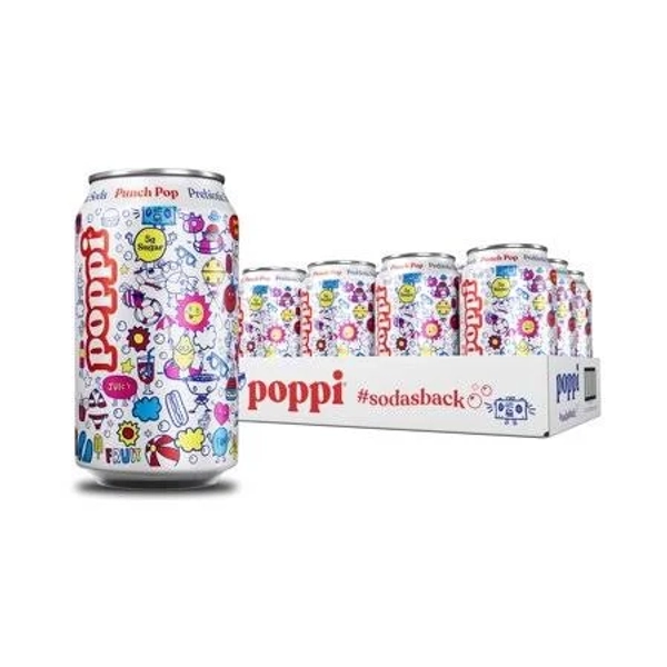 Poppi Punch Pop Prebiotic Soda, 12 oz, 12 Pack Cans
