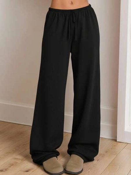 SHEIN Teen Girl Pink, Casual,Knit Loose Fit Trousers For Spring, Summer, Autumn And Winter,Home Wear