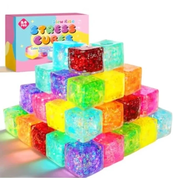 New product tasting price 24 Pack Slow Rising Ice Cube Squishy Stress Balls Stress Cube for