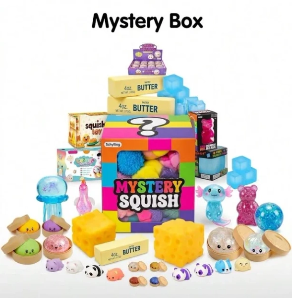 Cozy Squeeze Squishy Blind Box – 3 Independent Chances – Random Mystery Relief Set,