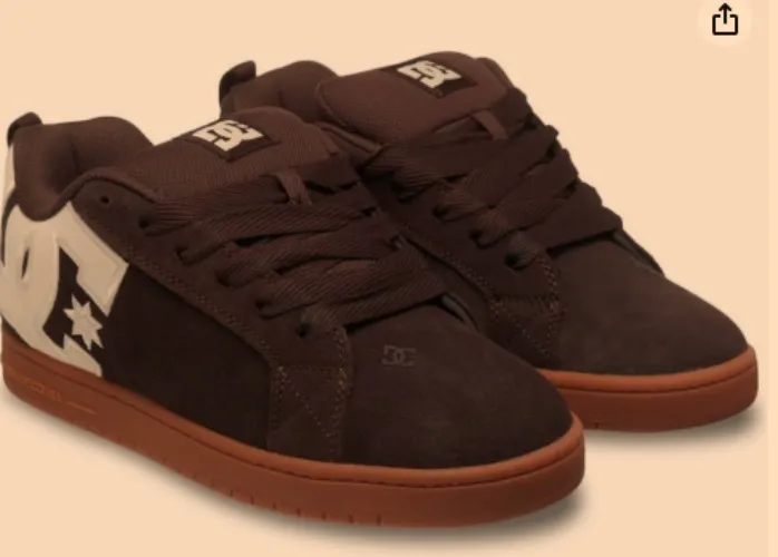 Amazon.com | DC Shoes Men's Court Graffik Trainers, Brown Gum, 8 Men | Skateboarding