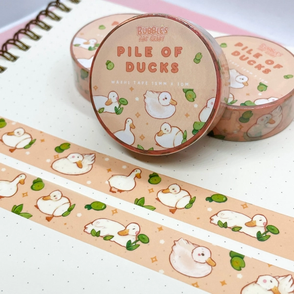 Pile of Ducks | Washi Tape | Cute Duckling Washi Tape | Scrapbooking | Journaling | Cottagecore | Kawaii Stationery | 15mm x 10m | Duck