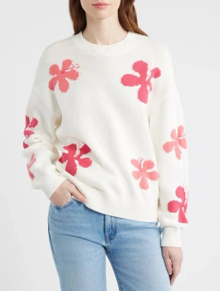 Rails Women's Zoey Floral Cotton Crewneck Sweater