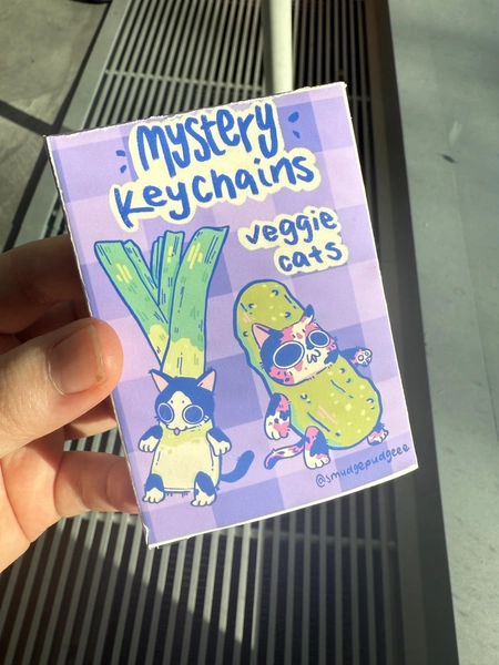 Mystery Box Cute Cat Vegetable Acrylic Keychains, Cat Keychains