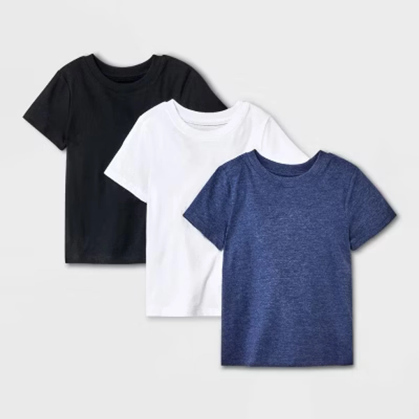 Toddler Boys' 3pk Short Sleeve T-Shirt - Cat & Jack™ Black/Navy Blue/White 18M