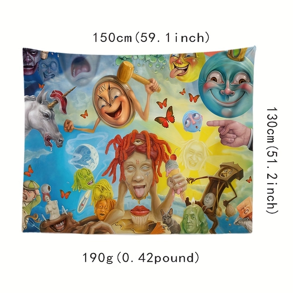 festive cartoon faces   tapestry 130cm x 200cm 51 - Temu
