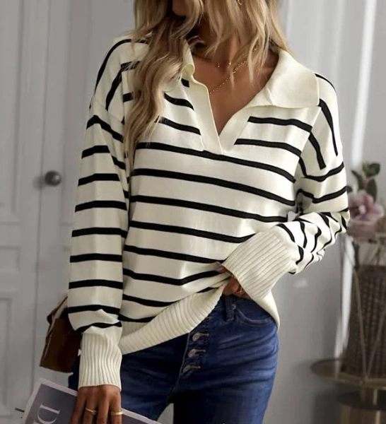 SHEIN Striped Drop Shoulder Sweater