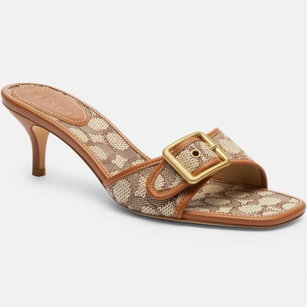 Coach Margot Sandals In Signature Textile Jacquard High Women's Heels