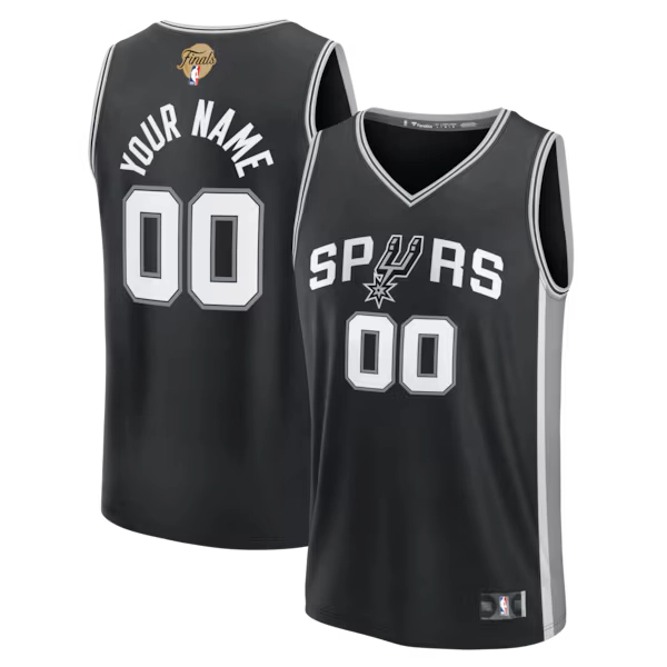 Men's San Antonio Spurs  Fanatics Black 2026 NBA Finals Patch Fast Break Custom Jersey - Icon Edition