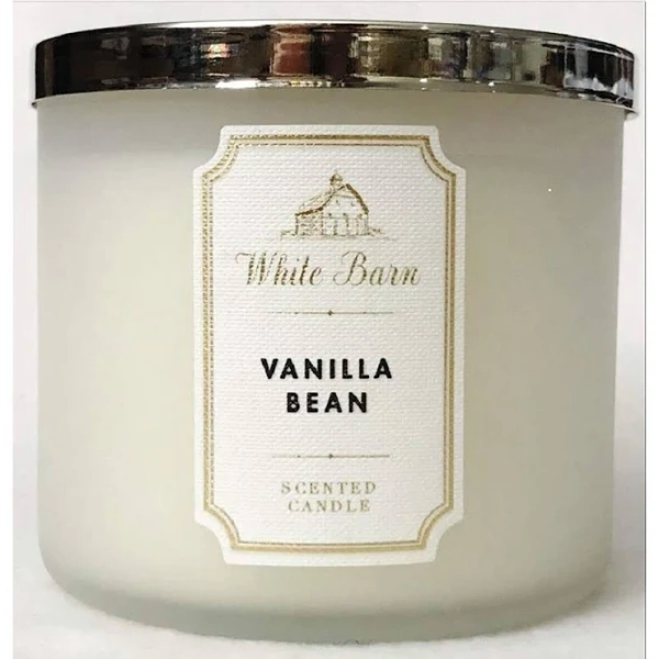 Bath & Body Works White Barn 3-Wick Candle in Vanilla Bean, Size: 4 wide x 3 1/2 tall
