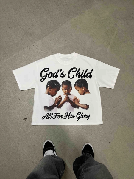 God’s Child Print Cotton T-shirt
