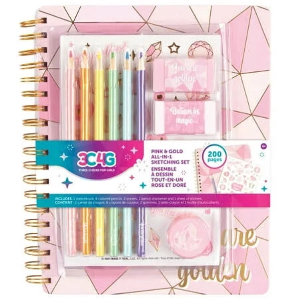 3C4G Pink & Gold All-in-1 Sketching Set