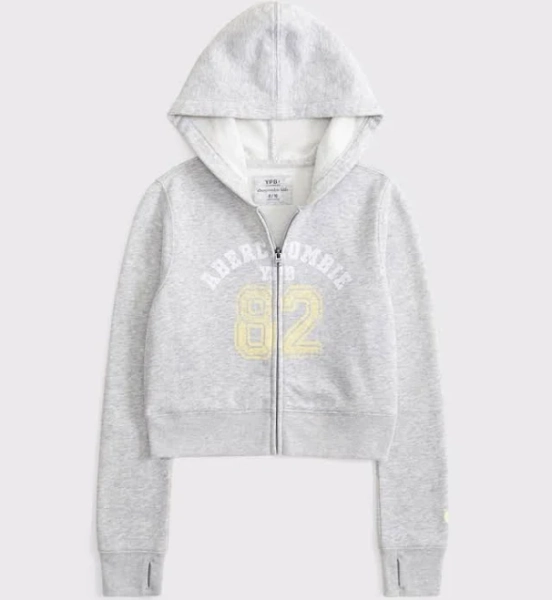 Abercrombie Kids Girls Graphic Logo Full-Zip Hoodie