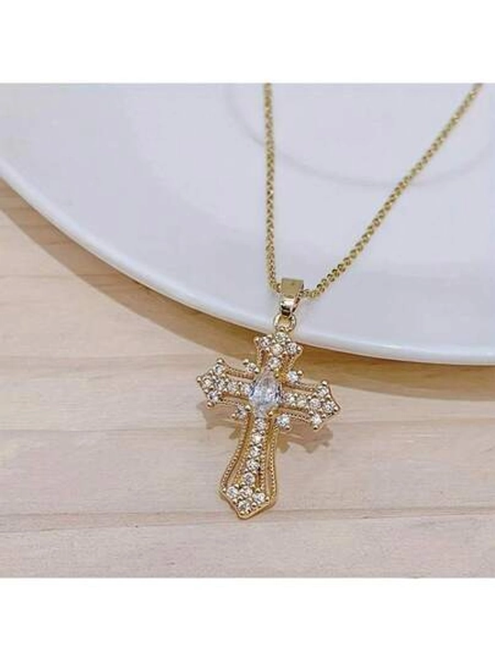 Retro Cross Necklace Personalized Pendant Necklace Niche Design Clavicle Chain