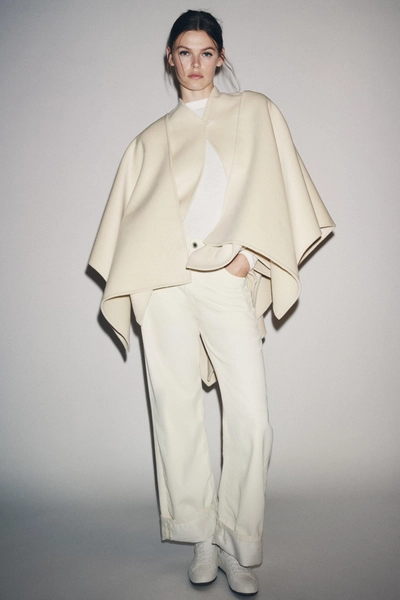 MANTEAU CAPE AVEC LAINE ZW COLLECTION - Écru | ZARA France
