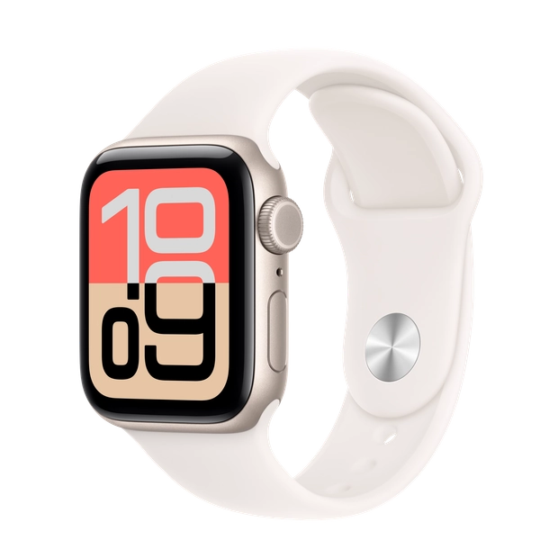 Apple Watch SE 3 GPS + Cellular, 40-mm Starlight Aluminium Case with Light Blush Sport Band — S/M