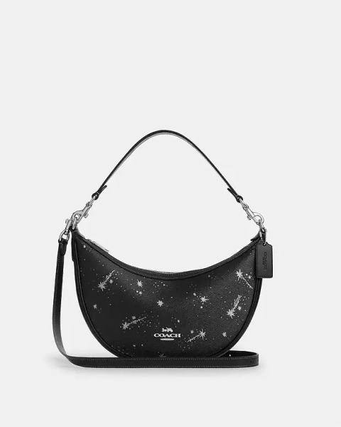 Silver Aria Shoulder Bag With Star Print