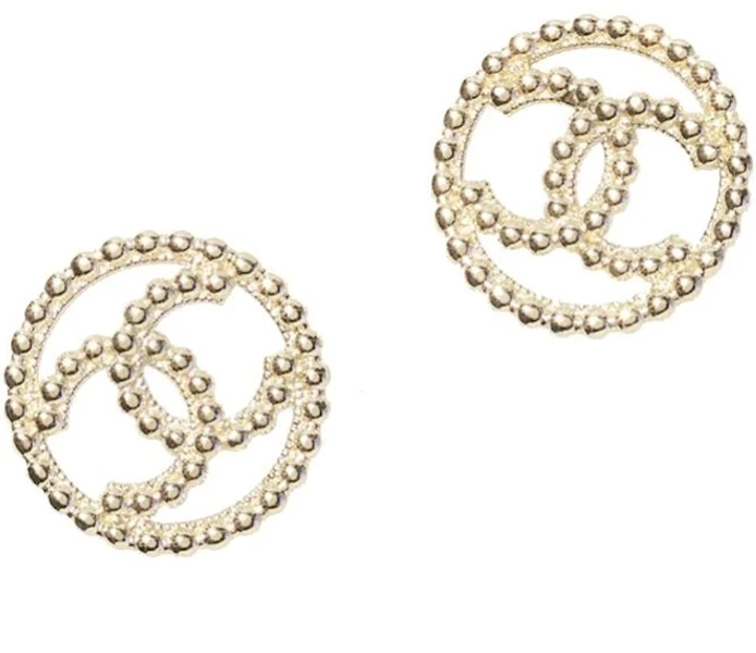 Chanel Gold Metal Logo Earrings