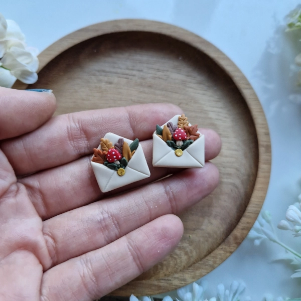 Mushroom Envelope Stud Earrings