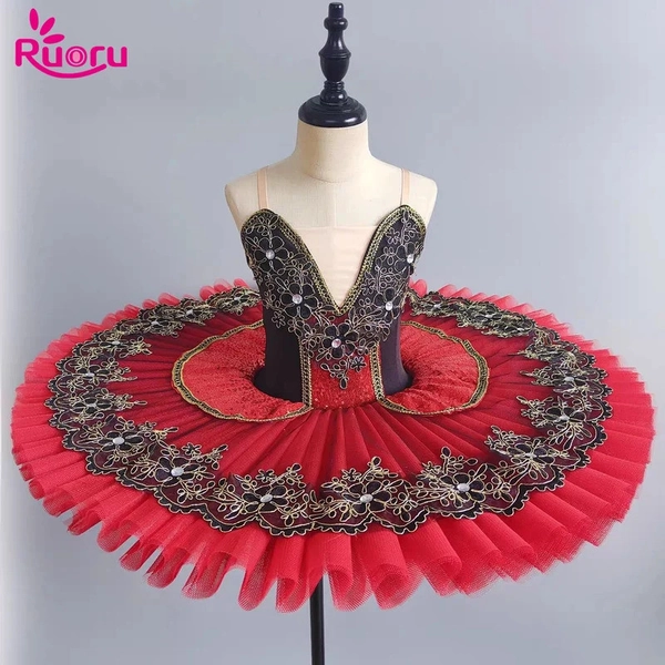 Ruoru Ballet Profissional Tutu Vestido Crianças Adulto Traje De Balé Vermelho Branco Azul Cor Panqueca Dancewear De Bail | Shopee Brasil