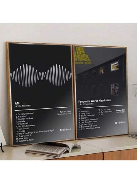 1/2pcs Album Cover Canvas Posters - AM & Favourite Worst Nightmare - Modern Wall Art For Living Room, Bedroom, Or Office - High-Quality Frameless Canvas Prints - Perfect For Music Lovers & Home Decor, Music Room Decor | Minimalist Album Art | Stylish Font Poster