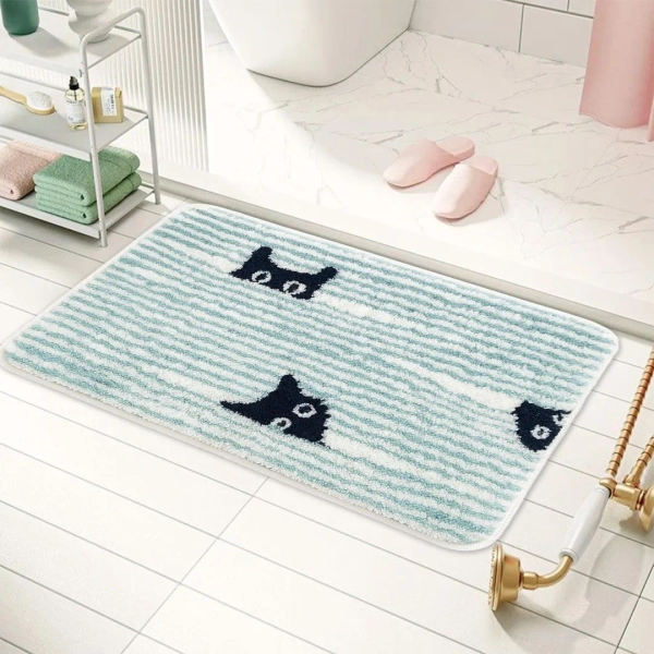 Handcrafted Thick Cat Bath Mat 50x80cm, Tufted Plush Washable Bath Rugs, Cute Surfing Sneaking Cat Bathroom Mat,embossed Modern Bathmat - Etsy Sweden