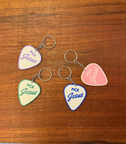 Pick Jesus Guitar Pick Keychain