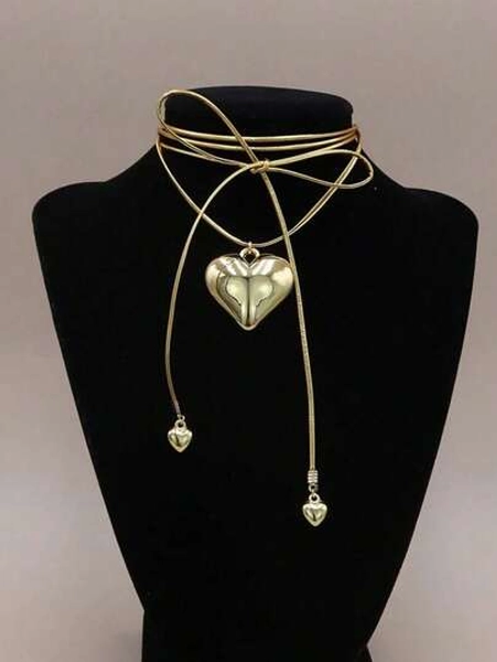 1pc Fashionable Lovely Gold-Color Heart Locket Charm Pendant With Layered Hearts For Women, Suitable For Holidays, Dates And Daily Wear