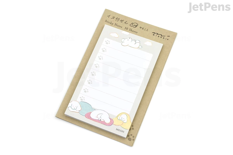 Midori Dog Sticky Notes - To Do - Dog Gray | JetPens