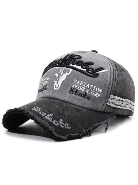 Washed Distressed Street Style Khaki Baseball Cap