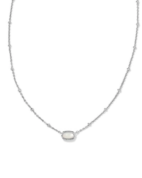 Kendra Scott Mini Elisa Silver Satellite Short Pendant Necklace in Ivory Mother-of-Pearl | Mother Of Pearl/Metal Rhodium