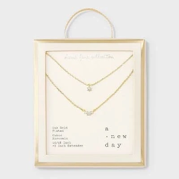 A New Day 14K Gold Plated Triple Cubic Zirconia Layered Necklace