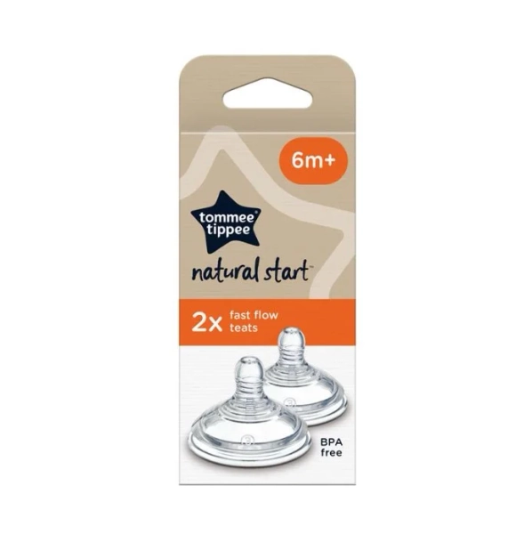  Tommee Tippee Natural Start Fast Flow Teats 2-pack 6m+ Silicone