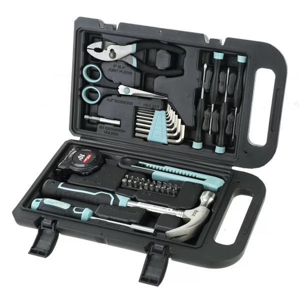 Hyper Tough 40-Piece Seafoam Household Tool Kit for Basic Repairs and DIY Projects