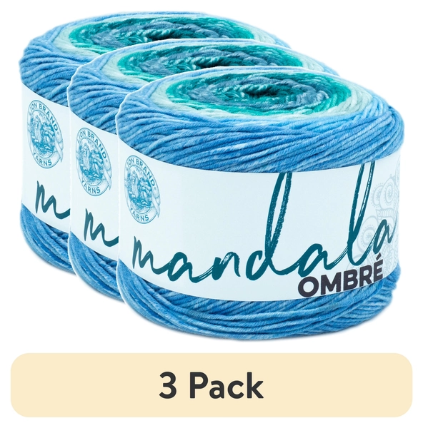 (3 pack) Lion Brand Yarn Mandala Ombre Mantra Cake Medium Acrylic Multi-color Yarn