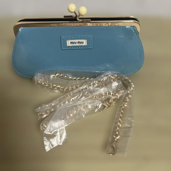miu miu light blue CLUTCH-POCHETTE Shoulder Bag Clasp Pouch
