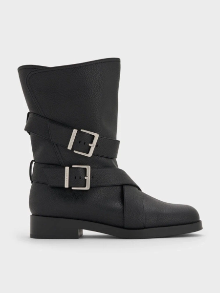 Brett Buckle-Strap Calf Boots
