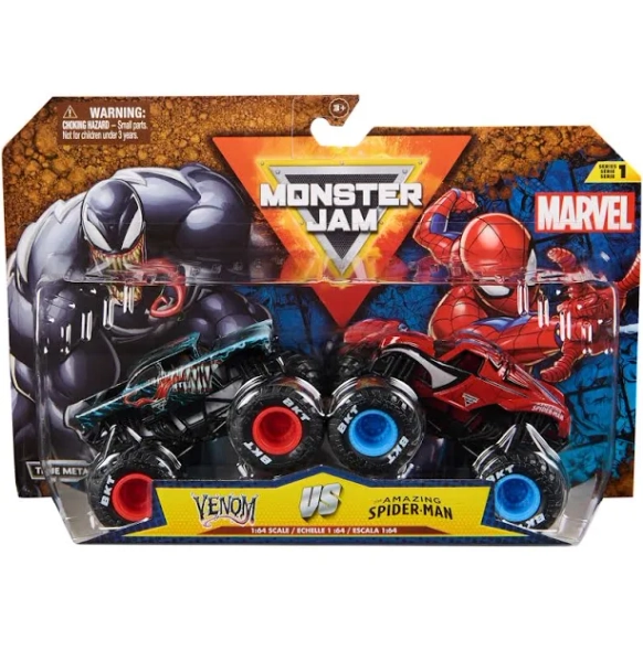 Monster Jam Marvel Official Venom vs. The Amazing Spider-Man Die-Cast Monster Trucks