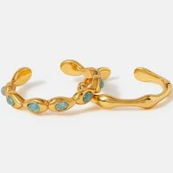2-Pack Gold Quartz Bubble Adjustable Rings