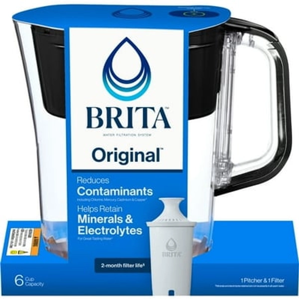 The Clorox Company Brita Small 6 Cup Black Denali Water Filter Pitcher with 1 Brita Standard Filter