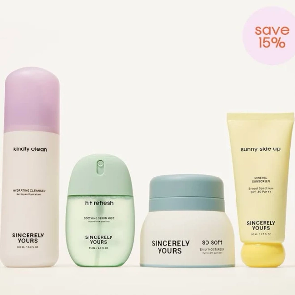 Sincerely Yours | The Essentials All In One Set - Full Size, Four-Step Routine To Cleanse, Treat, Hydrate & Protect Your Skin.