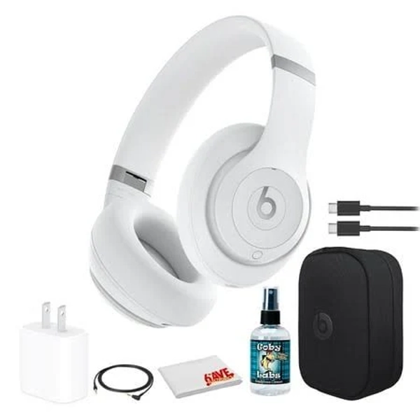 Beats by Dr. Dre Studio Pro Wireless Headphones (Matte White) Bundle, Black