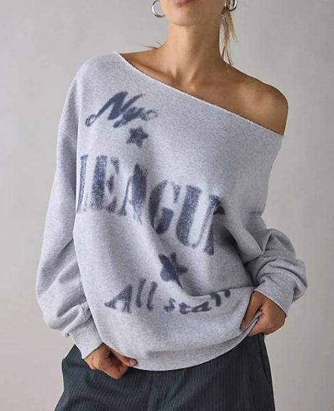 Urban Outfitters Off-The-Shoulder NYC League All-Stars Graphic Pullover Top